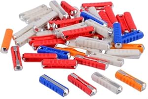 50-Piece Ceramic Torpedo Style Fuse Kit for Classic European Cars, 5A 8A 16A 25A Blade Fuses, Vintage Auto Electrical Protect