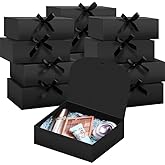 Tivcck 15 Pack Gift Boxes with Lids,10.6x7.8x3.1 Inch Black Gift Boxes Bulk,Bridesmaid Proposal Box with Ribbon,Black Kraft Paper Box for Birthday,Wedding,Christmas,Party Favors