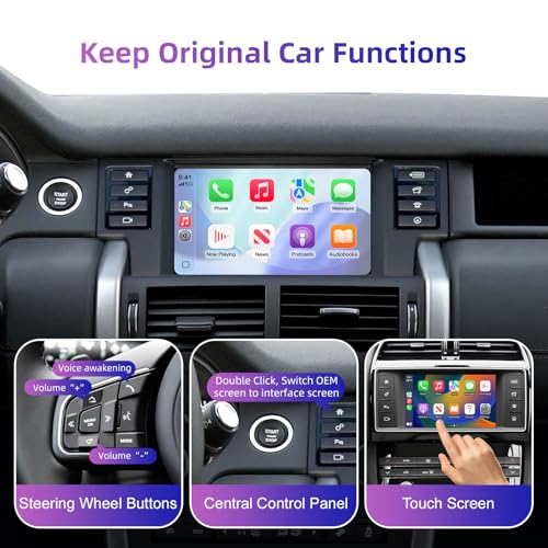EZoneTronics Wireless CarPlay & Android Auto Set Top Box Kit For Land Rover Jaguar Range Rover Evoque Discovery Sport/5 XE XF F-Type 2016-2019 CarPlay Adapter Plug & Play with SWC WIFI BT Siri GPS