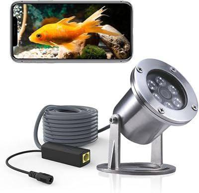 Barlus 5MP IP Camera 304 Stainless Steel POE 32Ft Cable Koi Pond Aquarium