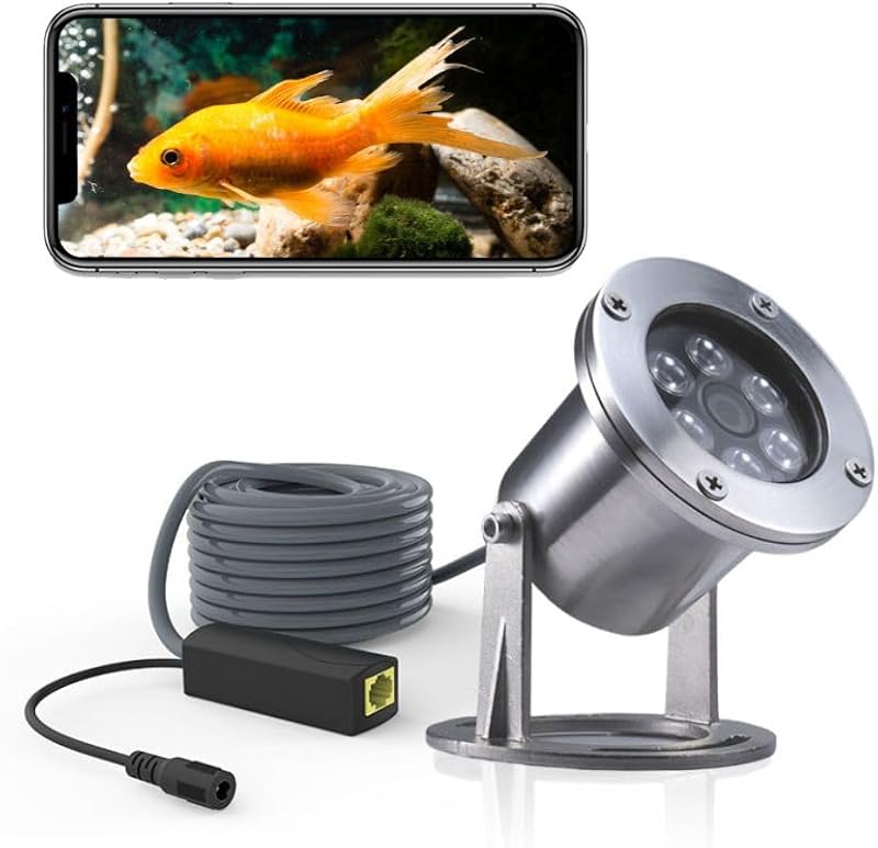 Barlus 5MP IP Camera 304 Stainless Steel POE 32Ft Cable Koi Pond Aquarium
