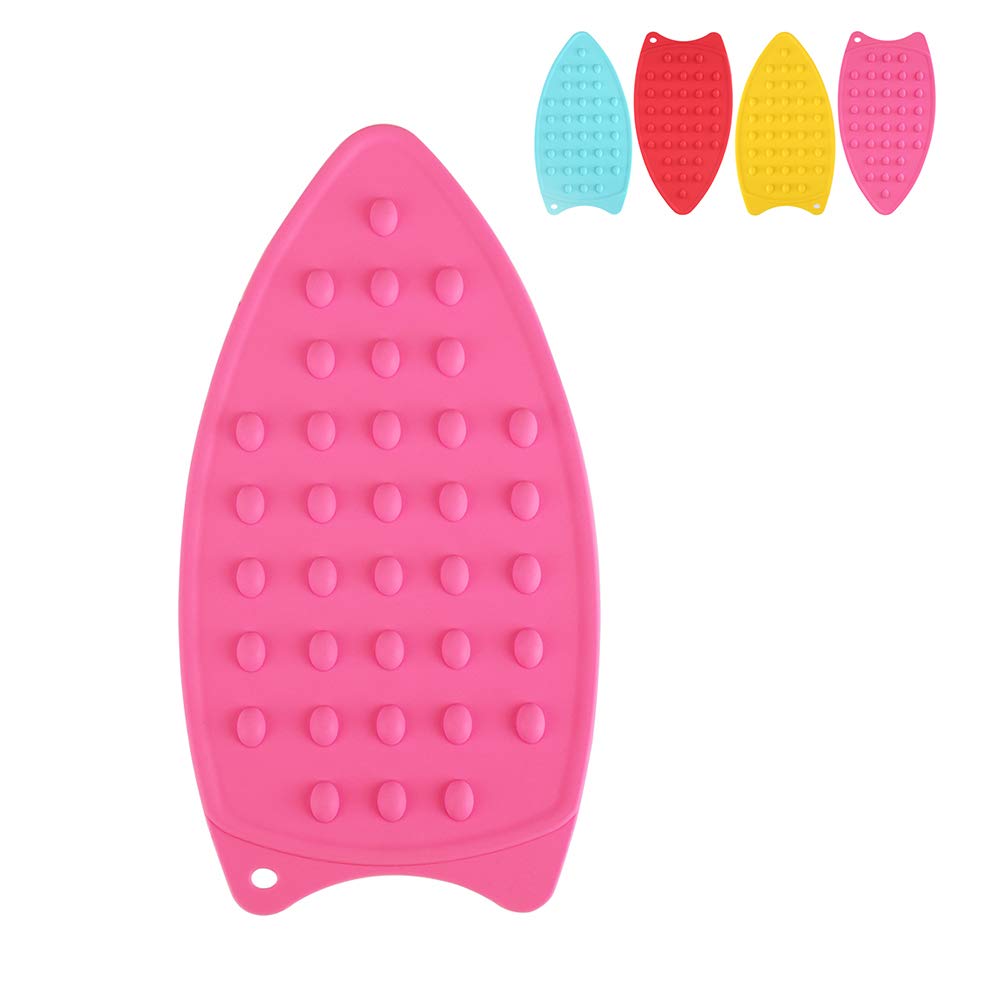 Silicone Ironing Mat, Multipurpose Silicone Iron Rest Pad for Ironing Board, Hot Safety Ironing Rest Pad - Anti-Slip Heat Resistant (Rose Red)