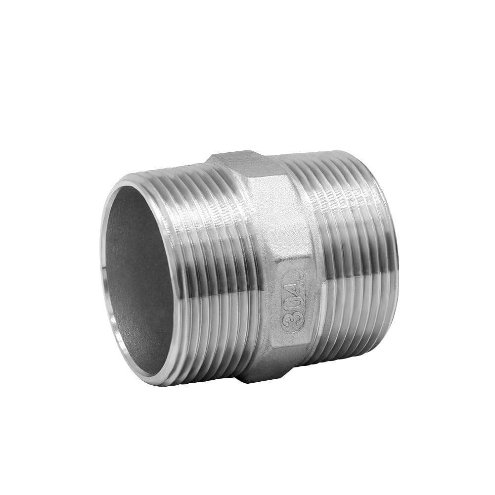 Photo 1 of Beduan 1.5" Male NPT Nipple Hex 304 Stainless Steel Pipe Fitting (Pack of 1)