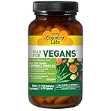 Country Life, Max for Vegans, Multivitamin & Mineral Complex, 120 Vegan Caps - 2pc