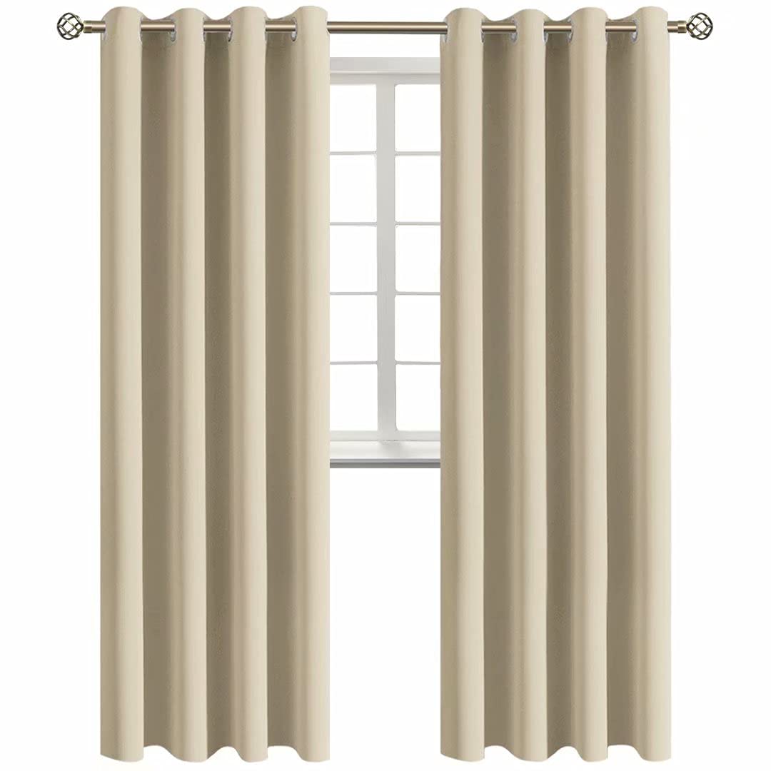 BGment Room Darkening Curtains 244 cm long – Grommet thermal insulated curtains for bedroom, 2 panels, 132 x 244 cm, Beige