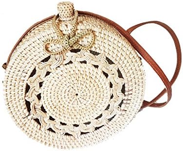 Rattan Nation - Handwoven Classic Round Rattan Bag (Cream), Straw Bag