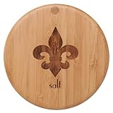 Totally Bamboo Eco-Friendly Salt Box, Fleur-de-lis with 