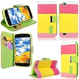 Cellularvilla Wallet Case for BLU Life Play L100A Pink Yellow Pu Leather Wallet Card Flip Open Pocket Case Cover Pouch
