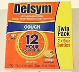 Delsym Cough Suppressant Alcohol Free Orange Flavored Liquid- 2 Pack, 5 ounces Bottle