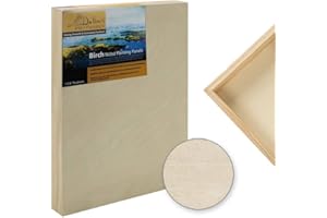 DAVINCI WOOD PANEL Da Vinci Pro Birch Wood Gesso Panels - Very Fine Wood Grain Warp Resistant Birch, for Mounting Linen or Can Be UniversAlly Gesso Primed - [Single 1-5/8" Gesso Panel - 8x10]