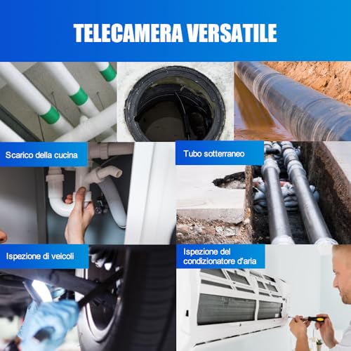 ESANHAO Inspection Camera Pipes 30 Metres 9 Inches Monitor DVR Recording Camera Inspection Pipe, IP68 Endoscopic System Industrial Video Inspection of Sewer Pipe Exhaust with 8pcs LE