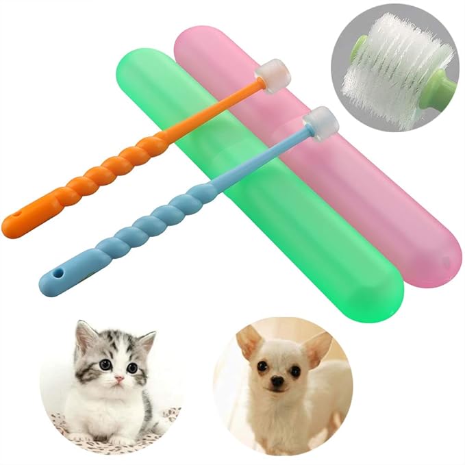 2 Pack 360Degree Pet Toothbrush for Puppy, Small Dog and