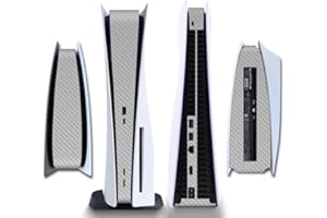 IFEEHE Side Protective Film for PS5 Disk Edition Carbon Fiber Pattern Skin Sticker Decal Cover for PS5 Console Console Skin Sticker (Gray)