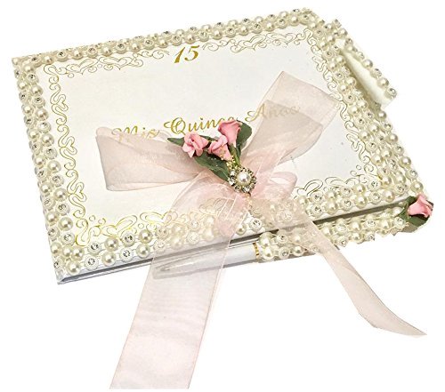 Mis Quince Anos Quinceanera Rhinestones Guest Book with Pen Set