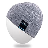 Rotibox Winter Fashional Bluetooth Beanie Hat Cap Double Knit with Wireless Headphones Headsets Earphone Removal Speakers Microphone Hands Free for Running Skiing Skating Hiking,Christmas Gifts - Gray