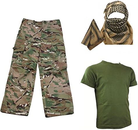 Kids Pack 2 HMTC MTP Multicam Match - Shirt Pants Shemagh Army Soldier Dress Up
