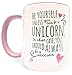 Be Yourself Unless You Can Be A Unicorn - 11oz Grade A Quality Ceramic Two Tone Pink / White Ceramic Mug / Cup - Perfect Funny / Inspirational Gift (Gift Box Included)