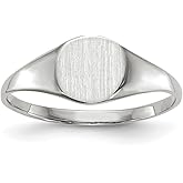 JewelryWeb 14k White Gold Polished Solid Back Signet Ring Size 6 Ring for Women