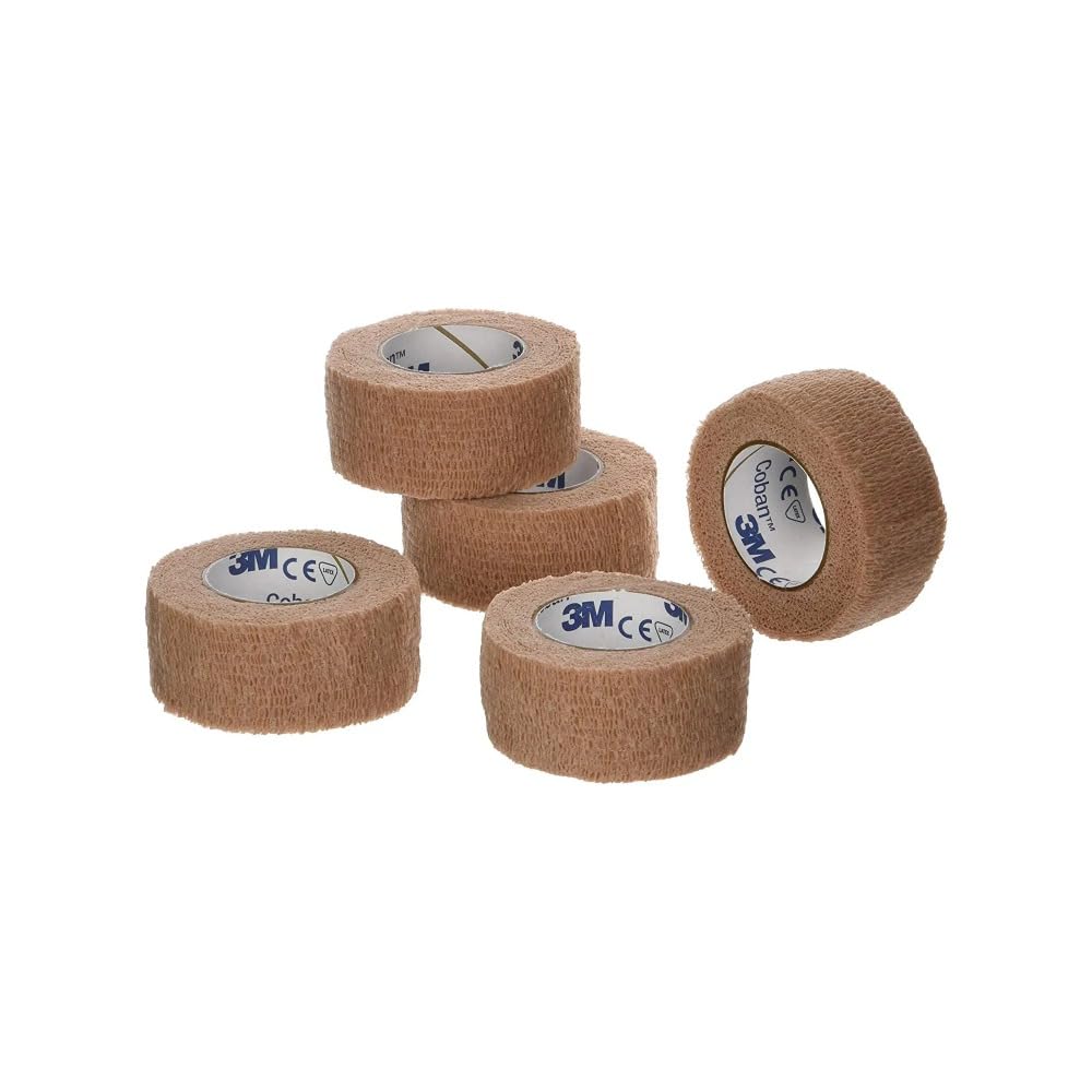 Coban 081359629 3M Self-Adherent Wrap, Tan, 1"x 5 Yards Size, Pack of 5