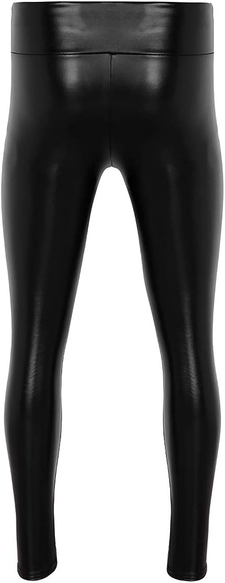 Agoky Mens PU Leather Bulge Pouch Leggings Muscle Tights Long Pants Trouser: Clothing