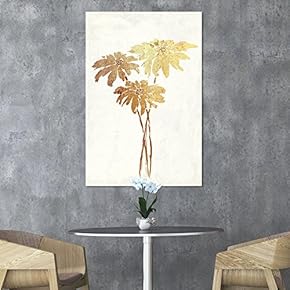 Canvas Wall Art - Vintage Style Golden Flowers - Giclee Print Gallery Wrap Modern Home Art Ready to Hang - 12x18 inches