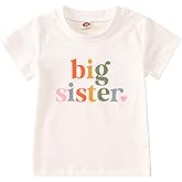 IZYJOY Big Sister Shirt Toddler Baby Girl Announcement Tshirt Sibling Reveal Summer Outfits Top Short Sleeve Cute Tee