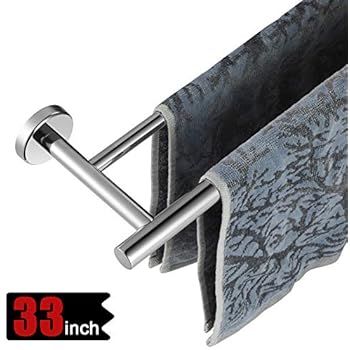 JQK Double Bath Towel Bar, 30 Inch Stainless Steel Towel Rack for Bathroom, Towel Holder Polished Chrome Wall Mount, 33 in Total Length, TB100L30-CH