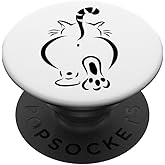 Black White Cat Outline Illustration Print PopSockets Adhesive PopGrip