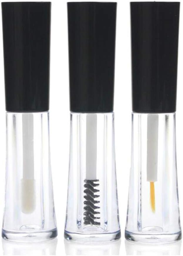 3PCS 2ml Clear Empty Mini Lip Gloss/Eyeliner Liquid/Mascara Tube Set with Black Cap DIY Makeup Cosmetic Lip Balm Container Lipstick Vial Bottles for Lipgloss Eyelashes Growth Oil Sample Packing