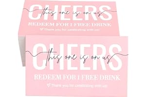 RXBC2011 100 Drink tickets for wedding This one is on us Card Cheers drink Cards Drink Tokens for party pink