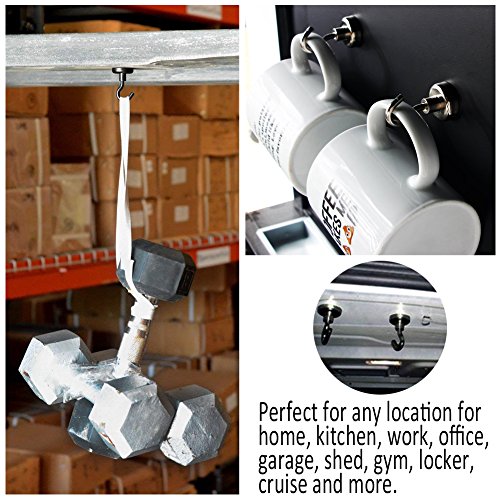 AUTIDEFY Magnetic Hooks,48 Pound Heavy Duty Strong Powerful Hanging Hooks for Kitchen/Bathroom/Bedroom/Garage/Lockers/Office (Black)