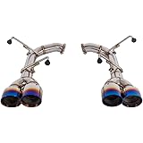Replacement For 2015-2021 Subaru WRX STi STAINLESS STEEL POLISHED SILVER Muffler Axle Back 4" Double Wall Blue Burnt Quad Tip
