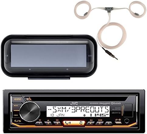 JVC KD-R99MBS Marine Bluetooth CD Receiver, Single DIN Radio Cover - Black , Enrock AM/FM Boat Antenna