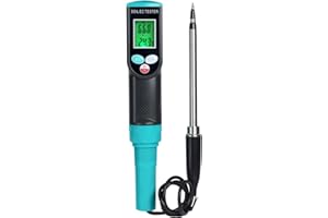 LANDTEK Digital Soil EC Meter, 2-in-1 EC and Temperature Meter with Corded EC Sensor Electrode, Backlight LCD Display, ATC Function 0~50℃, Portable Plant EC Meter for Gardening, Farming and Outdoor Plants