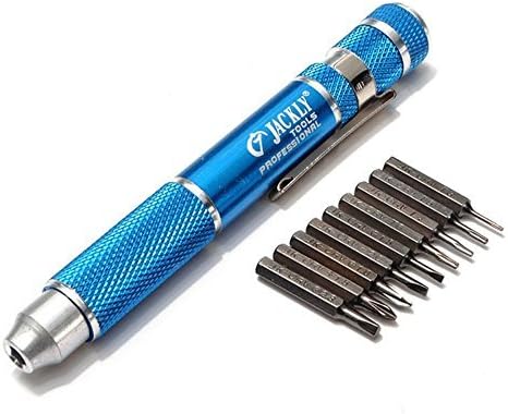 Esscoe Jackly 9 in 1 Mini Gadgets Electric Repair Tools Pen Style Precision Screwdriver Set Kit For Watch Repair,PC Repair,Notebook Repair,Home Improvement (Blue)