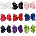 CN Large Hair Bows,8inch Grosgrain Ribbon Soild Color Huge Big Rhinestone Hair Bow For Girls Baby Pack of 9