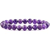 Clearain Natural Gemstones Bracelet 8mm Chakra Round Beads Energy Power Crystal Reiki Healing Elastic Stretch 7 Inch for Women Men Unisex