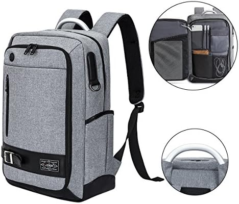 Business Laptop Backpack Water Resistant Slim Computer Backpack with Headphone Port College Backpack School Bookbag 15.6 Inch Computer for Women &amp; Men (Grey)