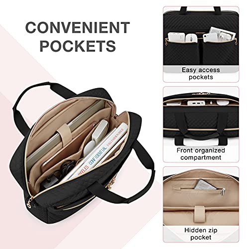 bagsmart Laptop Bag, 15.6 Inch Briefcase for Women Large Laptop Case Computer Bag Office Travel Business (15.6 inch-Black)