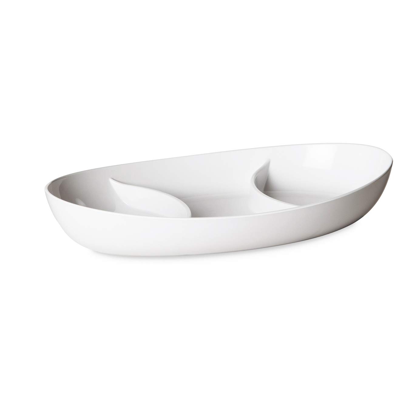 Omada Design Plate of 11,02 x 6,69 inch in 3 compartments with White Interior and Colored Exterior, Trendy line, White — image 1