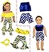 American Doll Clothes fit American 18'' Girl Dolls, 19 pcs 18 inch Doll Accessories Including 8 Complete Sets of Clothing Outfits with Hair Bands and Cap