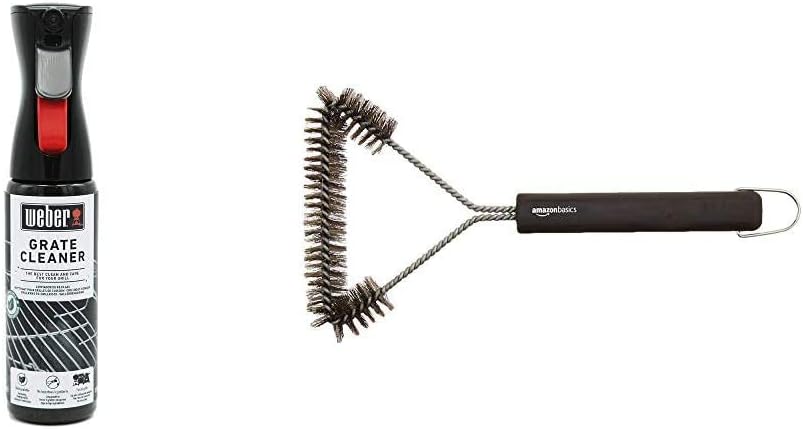 Weber Grate Cleaner, Black & Amazon Basics 12-Inch 3-Sided Grill Brush