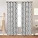 jinchan Moroccan Tile Print Linen Textured Panels for Bedroom Room Grommet Flax Linen Look Curtain Window Treatment Set for Living Room 84 inch Blue
