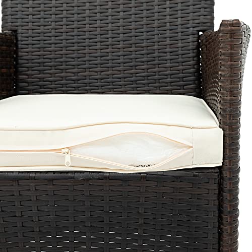 MINMIN Rattan Sitzgarnitur Essgruppe Esstisch Lounge Set Gartenmöbel Set Rattan Balkonmöbel Gartengarnitur Wetterfest… – Bild 7