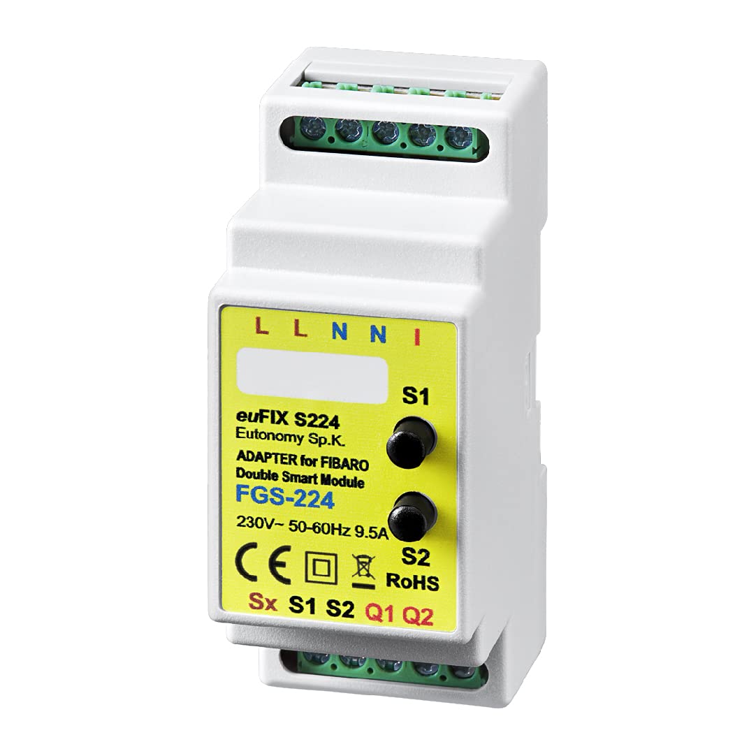 Eutonomy euFIX S224 Adaptor for DIN Rail for FIBARO Double Smart Module with Buttons