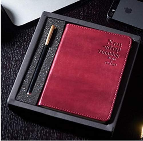 Sonpo Durable and Affordable A6 Business Notebook Creative Notebook Gift Set with a Box(Wine Red)