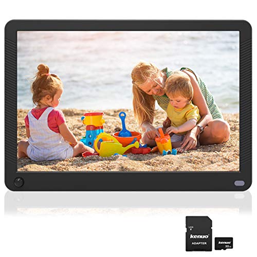 Kenuo 10.1 inch Digital Picture Frame Motion Sensor with 32GB Card 1920×1080 IPS Screen Digital Photo Frame, Auto Power On/Off, Background Music Support 1080P Video, SD Card and USB