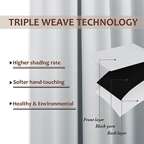 NICETOWN White Curtain Liner Panels - Black Out Drapes Liners for 63 inch Curtains, Thermal Insulated Curtains Liner for Windows (Set of 2 Panels, Each is 27" x 60", Greyish White)