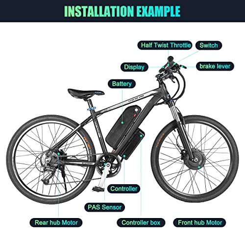 BAFANG Electric Bike Conversion Kit 500W Dual Drive Kits for 26 inch Bike  Front and Rear Motor Wheel Electric