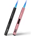 LcFun Torch Lighters 2 Pack Refillable Butane Lighter, Butane NOT Included, Windproof Adjustable Jet Flame Long Lighters for Candle, Grill, BBQ, Camping